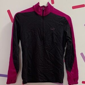 Women’s small, magenta and charcoal icebreaker merino sweater 320wt quarter zip